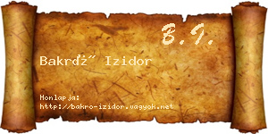 Bakró Izidor névjegykártya